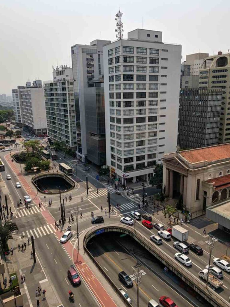 Vista aérea da Avenida Paulista em São Paulo 