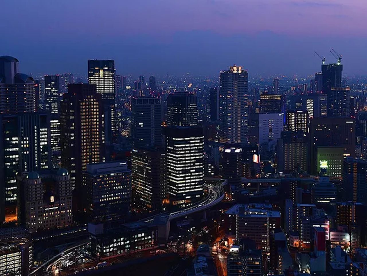 Vista aérea de Osaka, no Japão